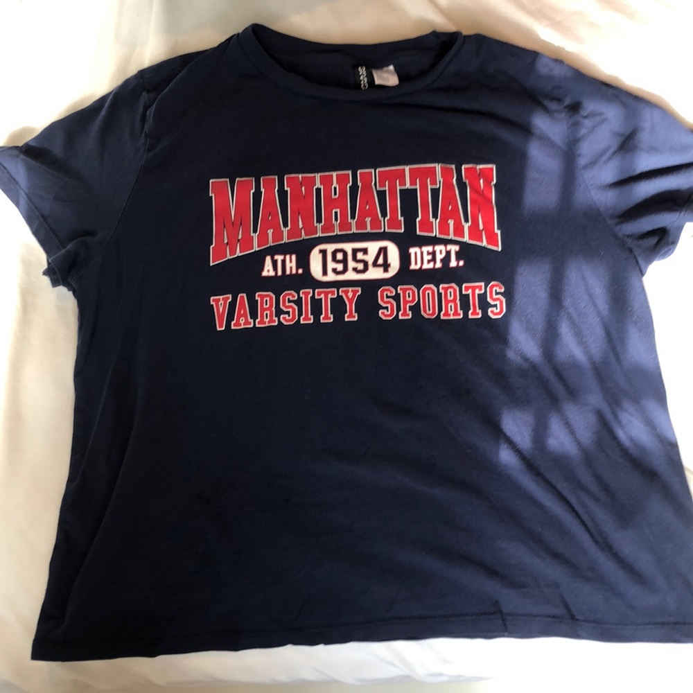 H&M Navy Varsity Sports Graphic Tee